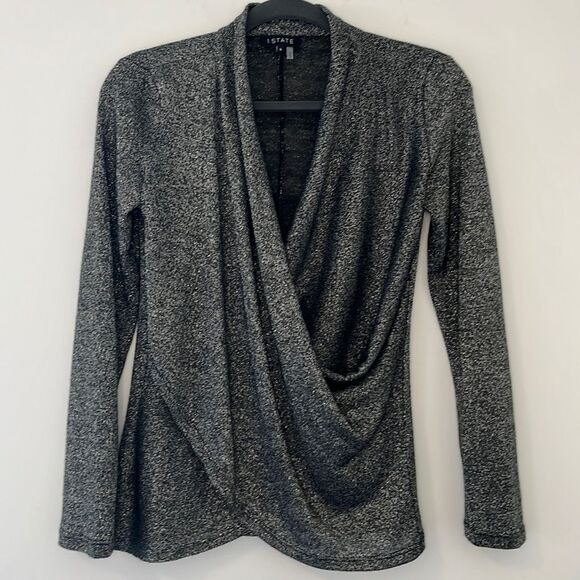 1. State Sparkle Knit Cross Front Wrap Top Small Nordstrom Holiday - Picture 1 of 7